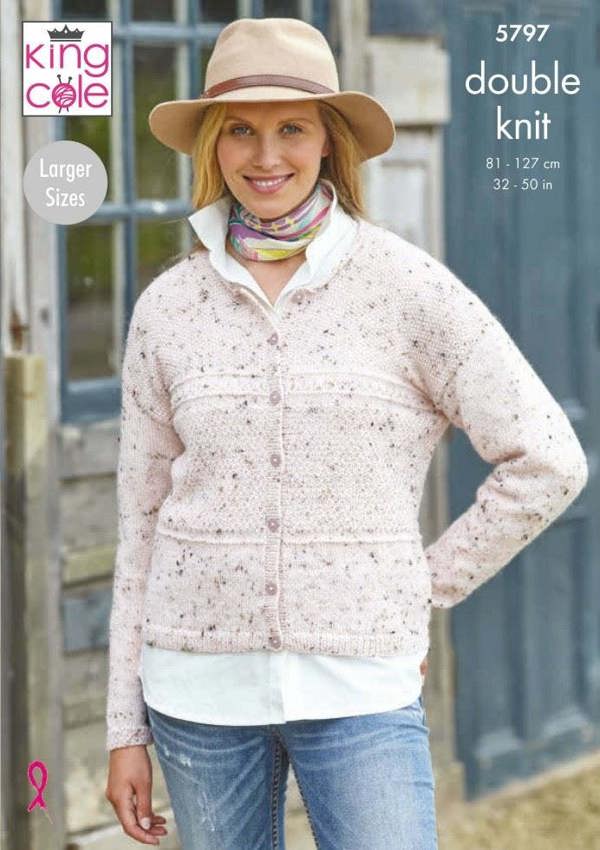 King Cole Homespun DK Knitting Pattern 5797, Cardigans, Waistcoats for Women, 32 - 50 Inches