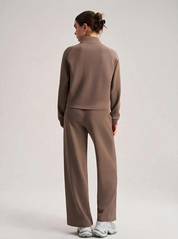 Anniou Cropped Stand Collar Athletic Jacket