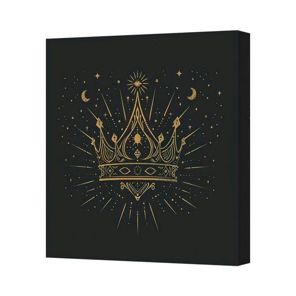 Benjamin Tate Design Golden Crown Canvas Wall Art Print On Deep Wooden Frame UK Handmade