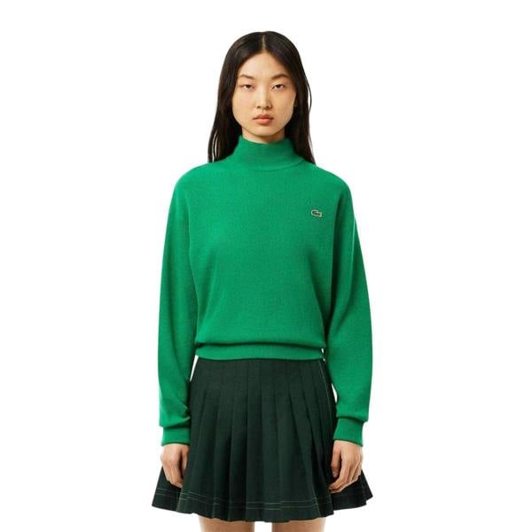 Lacoste Womens/Ladies Carded High-Neck Large Fit Jumper - Green - 