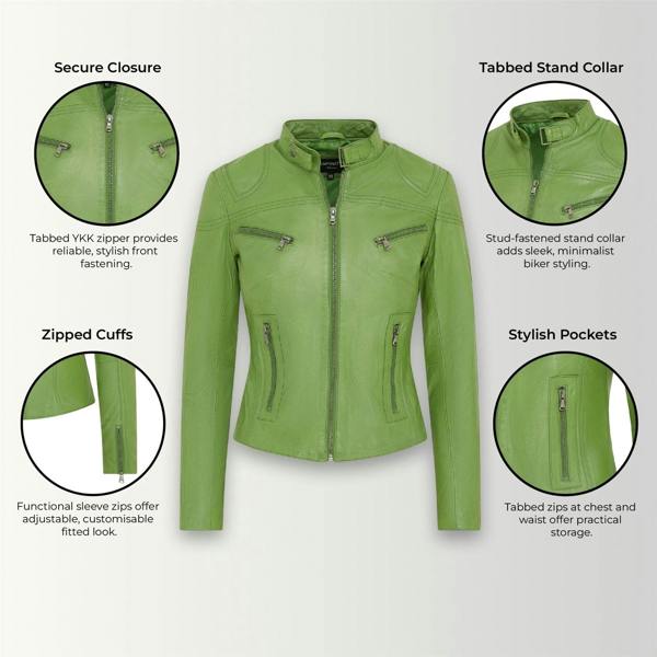 Infinity Leather Women's Casual Slim-Fit Leather Biker Jacket-Tulsa