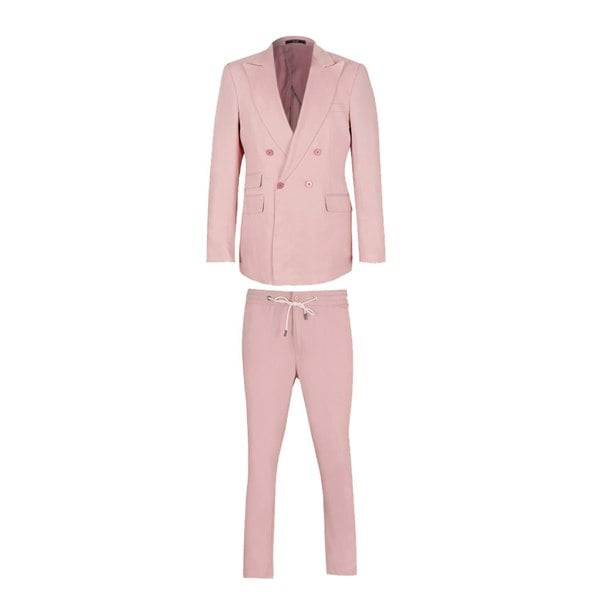 David WeJ Hugo Linen Double Breasted Suit Pink