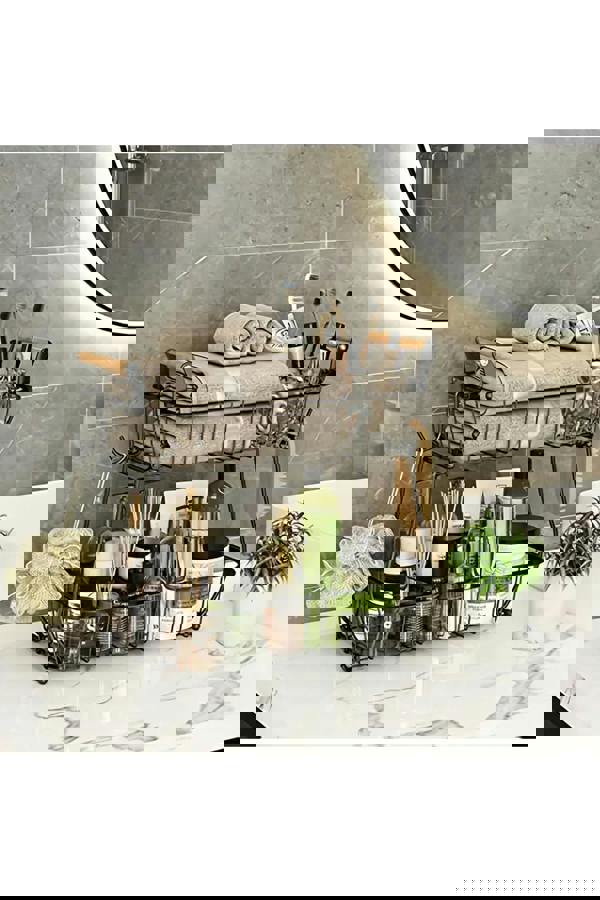 Living and Home 2 Tier Wire Detachable Fruit Vegetable Basket Widely Used Storage Rack Organizer Bathroom Kitchen