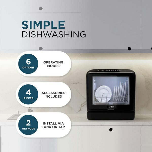 DMD Collective Countertop Dishwasher with Water Tank – Compact Mini Washer