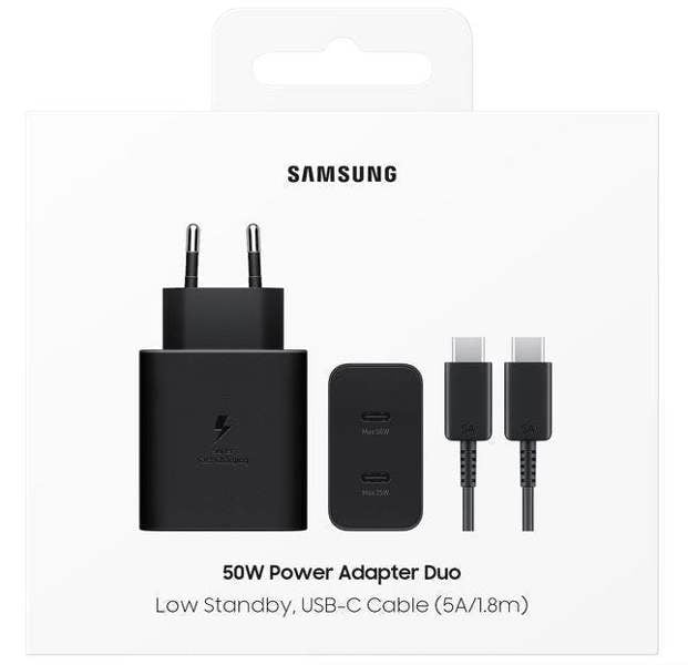 Samsung 50W USB C Mains Charger with 5 Amp Type C Cable Black EU Plug - EF-T5020XBEGWW