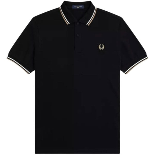 Fred Perry Brown Twin Tipped Collar Black Polo Shirt XS