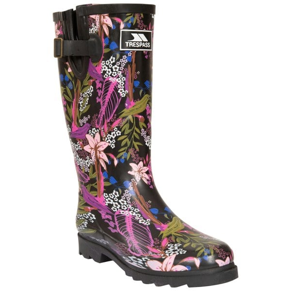 Trespass Women's Elena Floral Wellington Boots - Black/Green Print