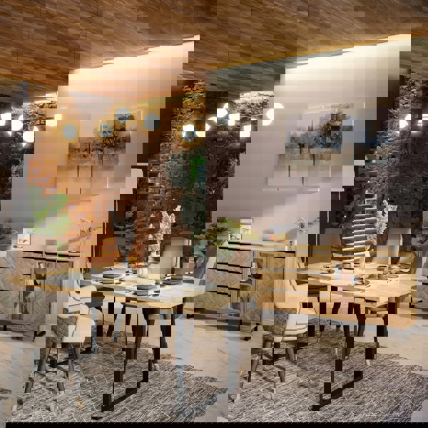 Furniture To Go Nikomedes Sideboard in Spica Oak/Matt Black/Bartex Oak