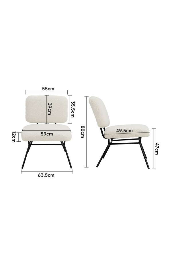 Living and Home Netural Bouclé Metal Frame Occasional Armless Chair