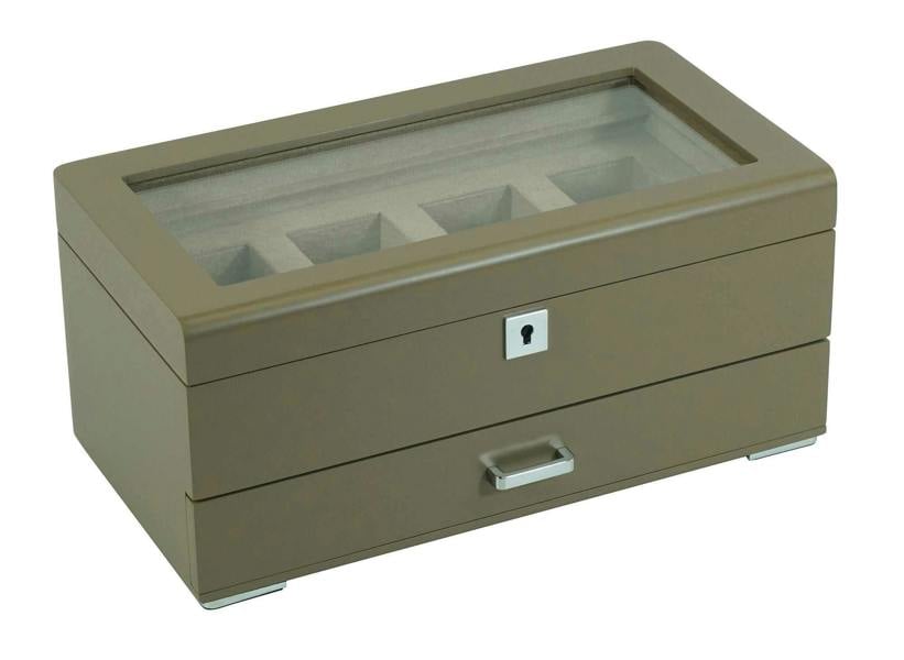 Kennett 4-Piece Wooden Watch Box with Drawer in Tan