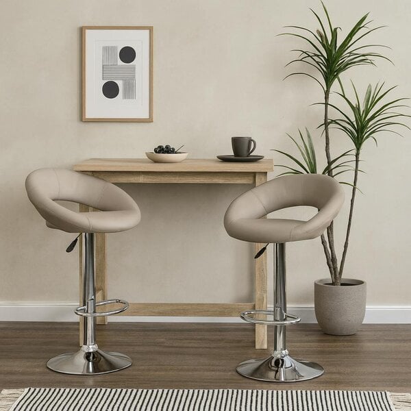 Wyld Haus Set of 2 Jorah Light Grey Faux Leather Swivel Bar Stool Open Back