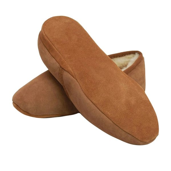 Eastern Counties Leather Mens Full Sheepskin Turn Slippers - Chestnut