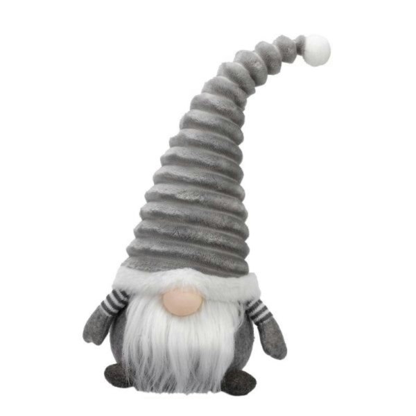 Samuel Alexander 40cm Sitting Plush Christmas Gonk with Grooved Hat in Grey