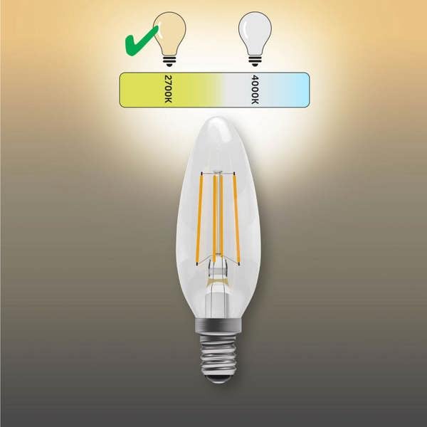 BELL Lighting E14 Screw Dimmable LED Filament Candle 4.5W Light Bulbs