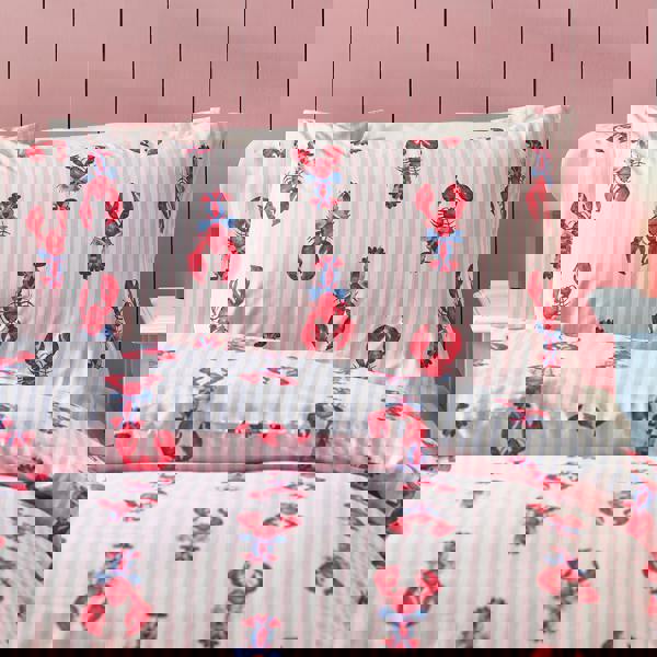 Sassy B Lobster Stripe Reversible Duvet Cover Set Pink / Blue