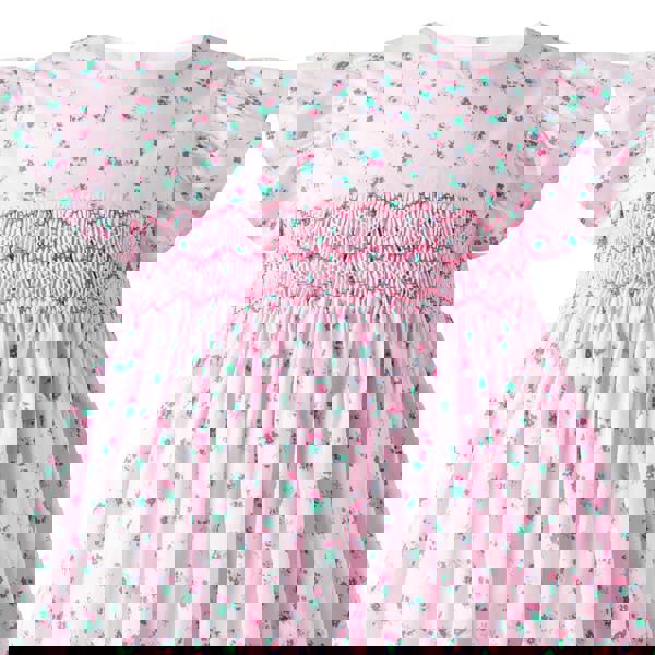 Rachel Riley Flutter Sleeve Floral Smocked Dress