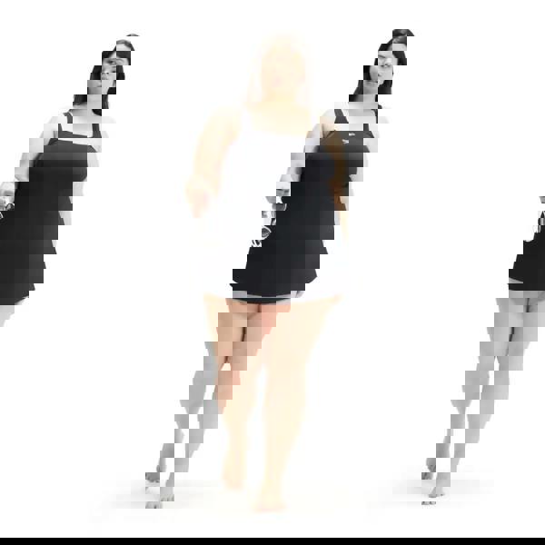 Black plus size Speedo Essential Swim Dress with skirted bottom