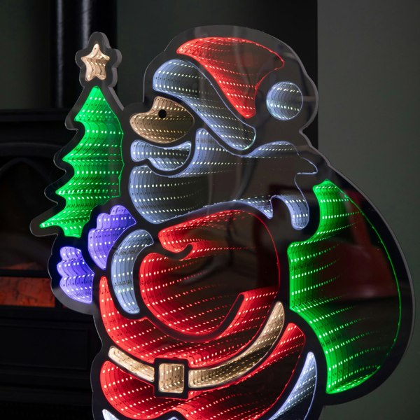 Samuel Alexander 60cm Light up Standing Santa with Tree Christmas Infinity Light with Multi-Coloured LEDs