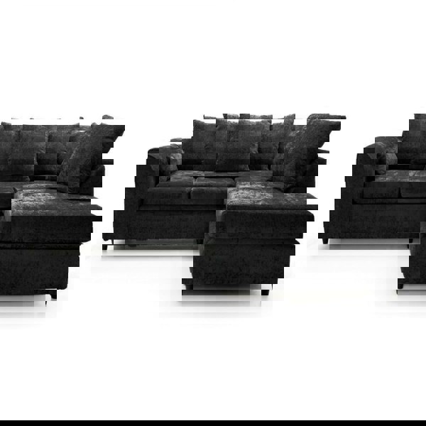 SQUAREBOXX Dylan Chenille 4 Seater Fabric Corner Sofa in Black