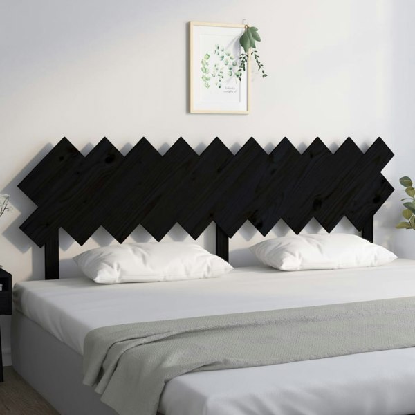 Berkfield Bed Headboard Black 196x3x80.5 cm Solid Wood Pine