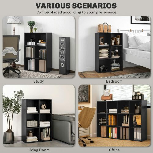 Wyld Haus Sasu Wood Black Effect 6 Cube Storage Bookcase