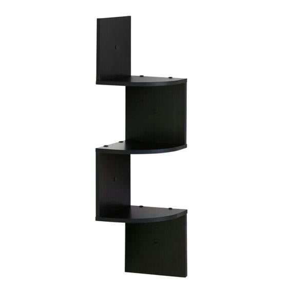 WALPLUS 3 Tier Wall Mount Floating Corner Radial Shelf, Set of 2, Espresso perfect for organized storage and display