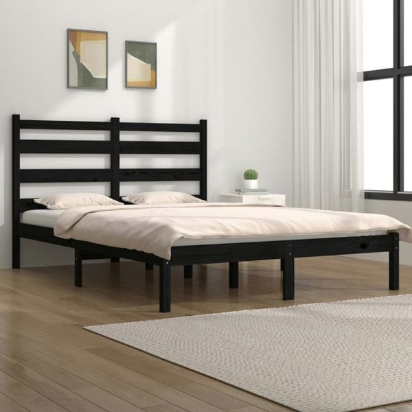 Berkfield Bed Frame Black Solid Wood Pine 200x200 cm