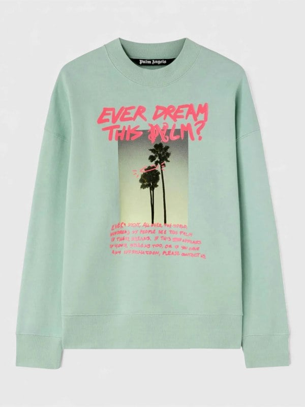 Palm Angels Palm Dream Crewneck Mint Fuchsia