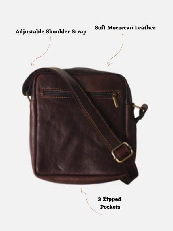 Berber Leather The Martil Small Messenger Bag in Dark Brown