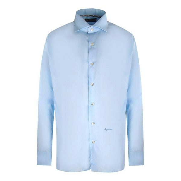 Aquascutum Mens Plain Long-Sleeved Shirt - Light Blue