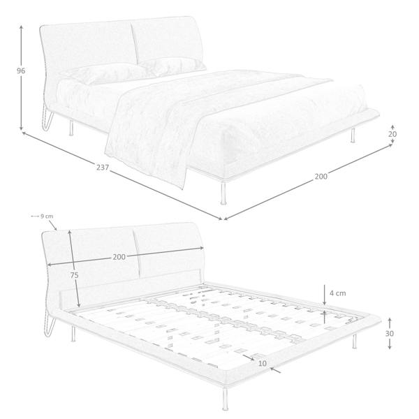 Angel Cerdá Dark grey fabric bed 7221