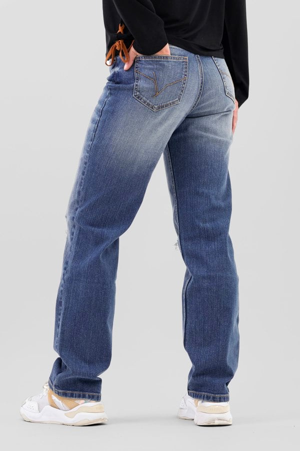 ENORSIA Womens  Straight Fit Ripped Jeans