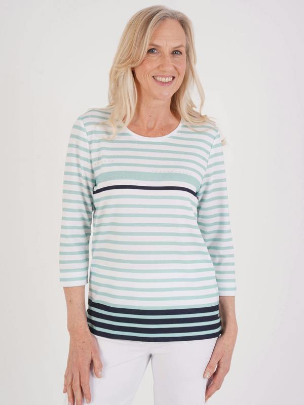 TIGI Stripe And Nailhead Neck Detail Top