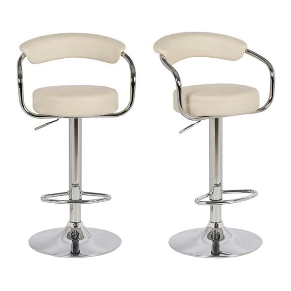 Lamboro Zenith Bar Stools Set of 2 with Adjustable Height, Swivel Mechanism for Breakfast Bar Or Kitchen, Cream