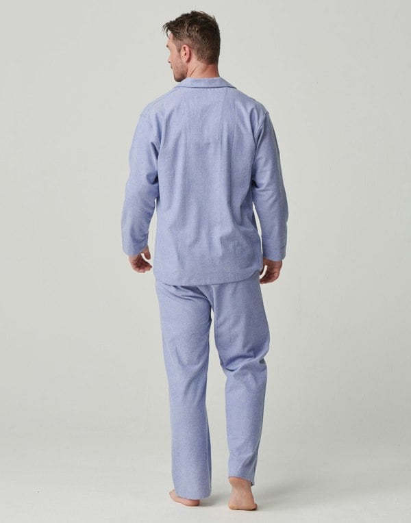 British Boxers Men's Brushed Cotton Pyjama Set – Staffordshire Blue Herringbone