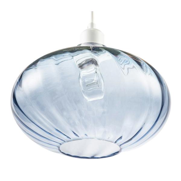 Modern Designer Dusty Blue Line Twisted Glass Pendant Lighting Shade Image 5