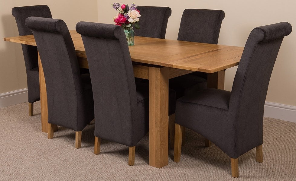 That's Furniture Richmond Medium Oak Extendable Dining Table with Montana Fabric Chairs