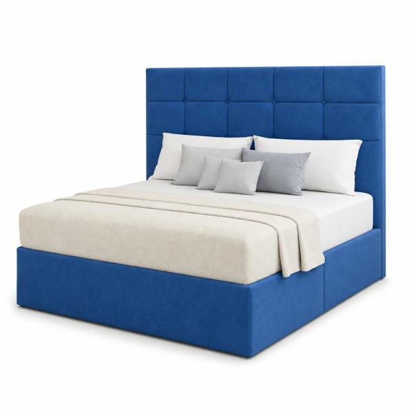 Great British Beds Cube Divan Bed - Blue Plush