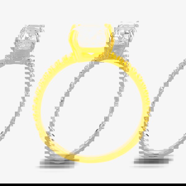 Starbright Gold Cushion-Cut Cubic Zirconia Shouldered Ring R6219 3A GP