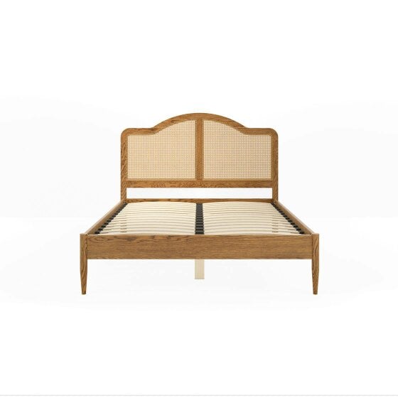 Wyld Haus Nenagh Natural 4ft6 Double Bed Rattan Curved Headboard