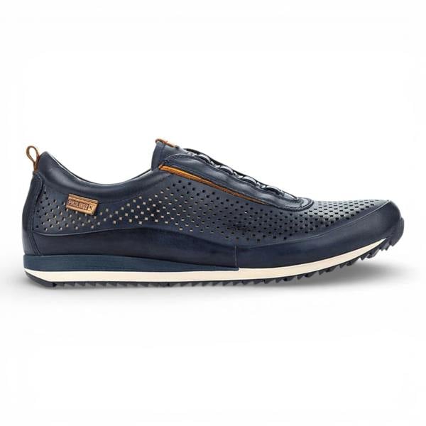 Pikolinos Liverpool - Men's Blue Leather Elastic Slip-on Sneakers