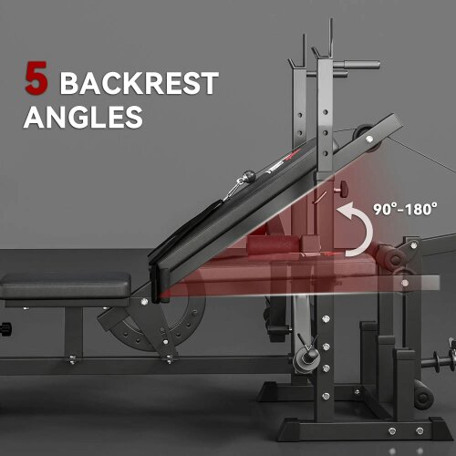Bobobiy Weight Bench, 6 in 1 Adjustable Bench Press with Leg Extension, Multi-Function Home Gym Equipment for Strength Training Weightlifting