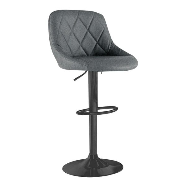 Neo Dark Grey Fabric & Black Steel Bar Stool Set of Two