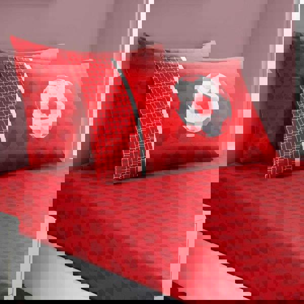 Smart Living Kids Sheet Set - Football Goals - Red