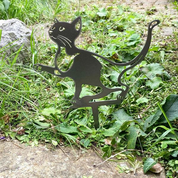 Ferncrest Trading Steel Cat Silhouette Garden Stake Ornament 30cm