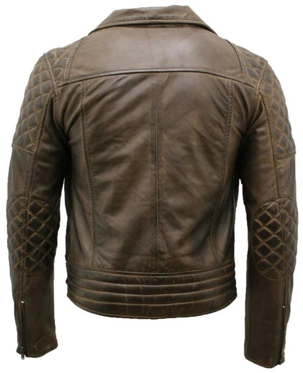 Infinity Leather Mens Quilted Leather Biker Jacket-Bordeaux