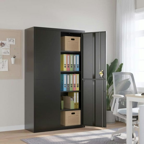 Berkfield File Cabinet Black 105x40x180 cm Steel