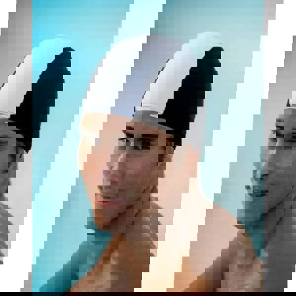 Fashy black and white adult polyester fabric swim cap