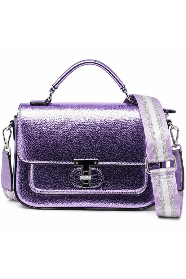 Kitise Metallic Crossbody Bag with Adjustable Wide Strap Turn Lock