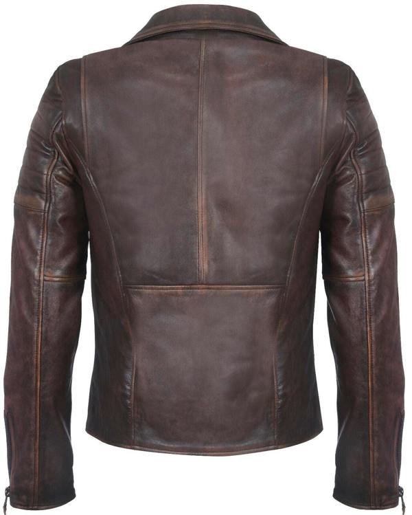 Infinity Leather Mens Slim Fit Brando Style Cross Zip Leather Biker Jacket